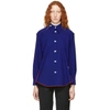 NAMACHEKO NAMACHEKO BLUE TAFFETA DROP-FRONT SHIRT