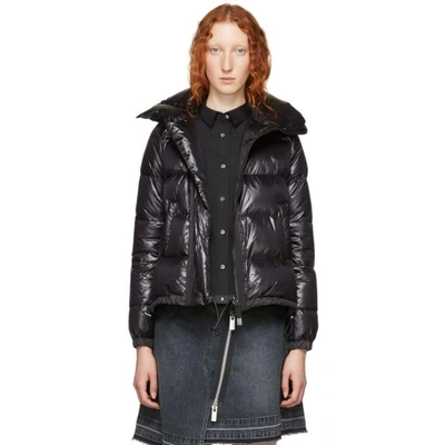 Sacai Flare Back Puffer Jacket In Black