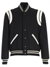 Saint Laurent Men Teddy Varsity Bomber Jacket In Black