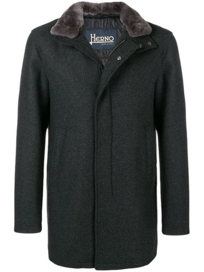 Herno Single Breated Coat In 9480 Grafite