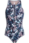 TART COLLECTIONS TART COLLECTIONS WOMAN HADLEY CUTOUT PANELED PRINTED SWIMSUIT NAVY,3074457345619163191