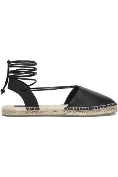 Australia Luxe Collective Woman Lace-up Leather And Canvas Espadrilles Dark Brown In Chocolate