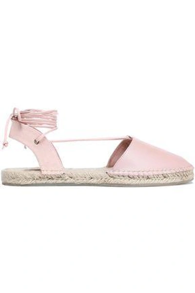 Australia Luxe Collective Woman Lace-up Leather And Canvas Espadrilles Baby Pink