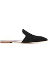 MALONE SOULIERS WOMAN MARIANNE LEATHER-TRIMMED SUEDE SLIPPERS BLACK,GB 5016545970161812