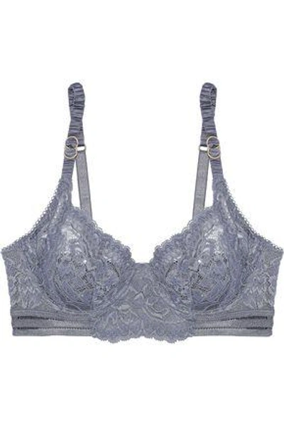Stella Mccartney Woman Isabel Floating Corded Lace Underwired Balconette Bra Anthracite