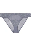 STELLA MCCARTNEY STELLA MCCARTNEY WOMAN ISABEL FLOATING CORDED LACE AND STRETCH-SILK SATIN LOW-RISE BRIEFS ANTHRACITE,3074457345619192884