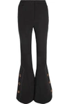 ELLERY ELLERY WOMAN EMBELLISHED CREPE FLARED PANTS BLACK,3074457345618916730