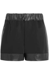 GIVENCHY GIVENCHY WOMAN LEATHER-TRIMMED NEOPRENE SHORTS BLACK,3074457345618981448