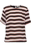 Preen Line Isabelle Striped Crepe De Chine T-shirt In Black