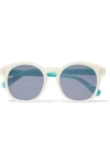 STELLA MCCARTNEY WOMAN CAT-EYE TWO-TONE ACETATE SUNGLASSES CREAM,US 82673811995203