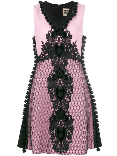 Fausto Puglisi Embroidered A-line Dress In 533 Nero+rosa