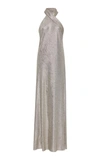 GALVAN PANDORA METALLIC JERSEY HALTER DRESS,1340MO