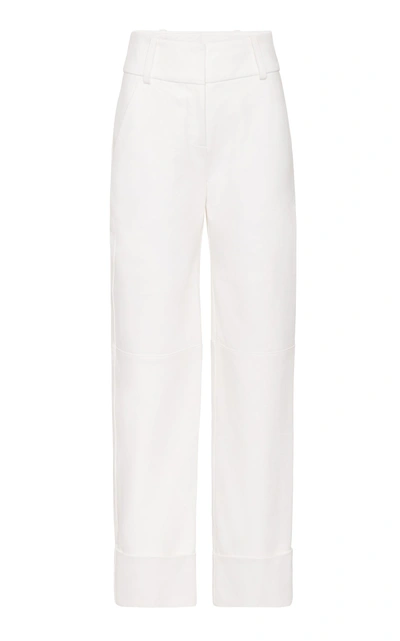 Marina Moscone Painter's Tailored Leather Trouser In White