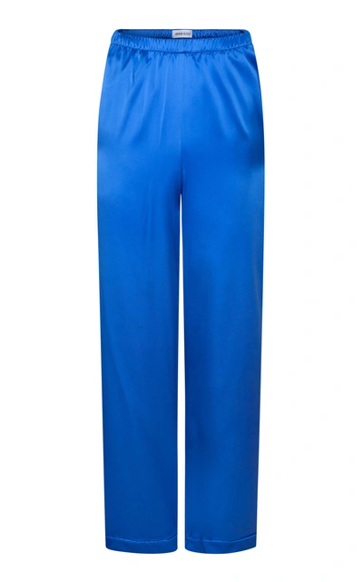 Adriana Iglesias Alessia Silk Satin Pajama Pants In Blue