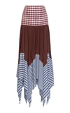 LOEWE PLEATED GINGHAM COTTON AND VOILE MAXI SKIRT,S2195111FA