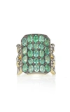 SYLVA & CIE EMERALD TEN TABLE RING,R988