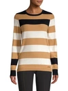 DONNA KARAN Striped Crewneck Sweater