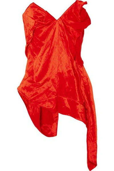 Vivienne Westwood Asymmetric Viscose Satin Corset Top In Red