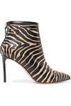 FRANCESCO RUSSO ZEBRA-APPLIQUÉD LEATHER ANKLE BOOTS