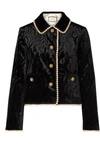 GUCCI Faux pearl and Swarovski crystal-embellished devoré-velvet jacket