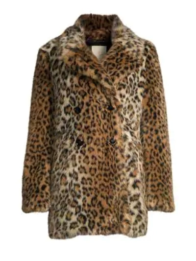 Joie Tiaret Leopard-print Faux-fur Snap-front Coat In Old Oak