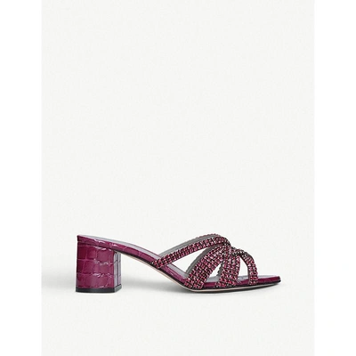 Gina Dexie Mock-croc Leather Sandals In Red