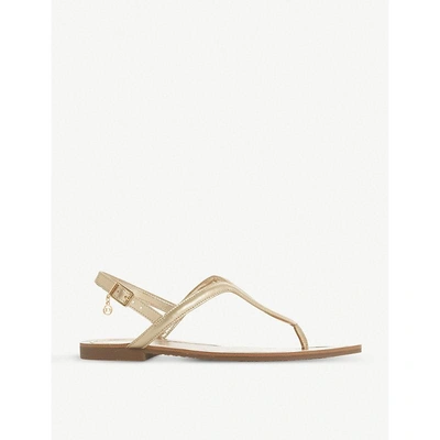 Dune Linq Metallic Faux-leather Sandals In Gold