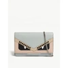 FENDI NUDE PINK AND BROWN MONSTER EYES SMALL LEATHER CROSS BODY BAG