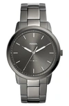 Fossil Men's The Minimalist Black Stainless Steel Bracelet Watch 44mm Fs5308 In Gunmetal