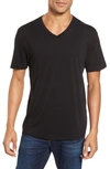 Vince Regular Fit Garment Dyed V-neck T-shirt In True Black
