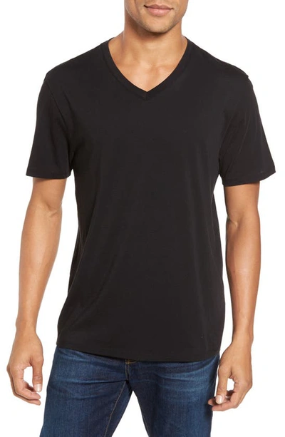 Vince Regular Fit Garment Dyed V-neck T-shirt In Black