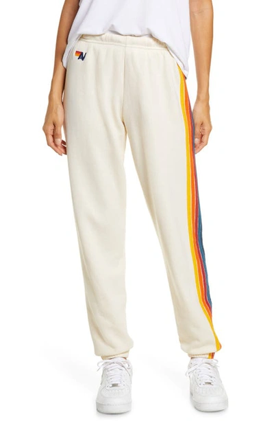Aviator Nation 4 Stripe Sweatpants In Vintage White/classic Stripe