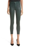 L'agence Margot Coated Crop Skinny Jeans In Evergreen Coated