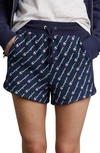 Champion Reverse-weave High-waist Shorts In Diag Logo Script Imp Indigo