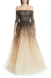PAMELLA ROLAND SEQUIN EMBROIDERED OMBRE BALLGOWN,F18-5481-8A