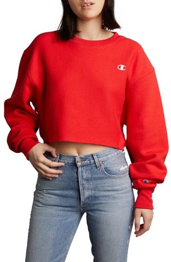 champion red cropped sweater