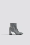 NA-KD Checked Ankle Boots Grey