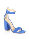 Gianvito Rossi Portofino Suede Block Heel Sandals In Cobalt