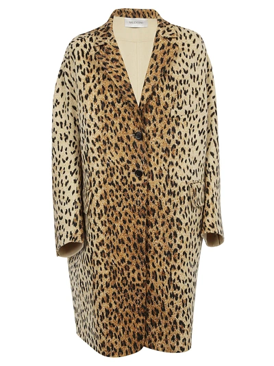 Valentino Boxy Animal Print Coat In Wild Leopard