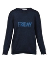 Alberta Ferretti Long-line Rainbow Week Pullover In Black/bluette