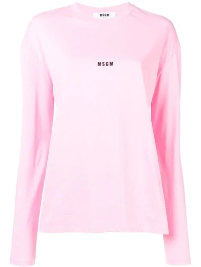Msgm Logo全棉t恤 In Pink