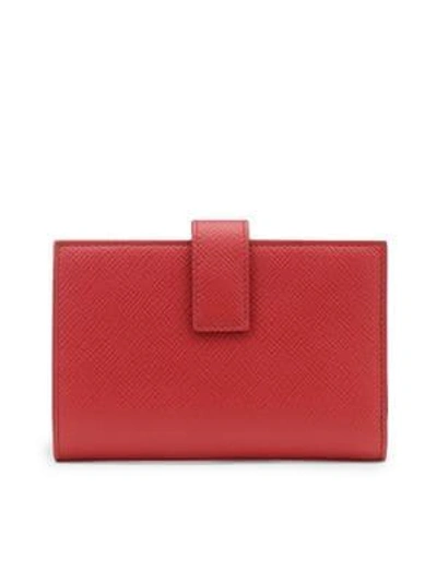 Smythson Panama Continental   Leather Purse In Red