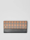 BURBERRY Small Scale Check and Leather Continental Wallet,40777861