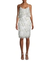 BADGLEY MISCHKA LACE AND FLORAL APPLIQUE SHEATH,1000079232745