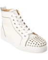 Christian Louboutin Lou Spike-embellished Leather High-top Trainers In White
