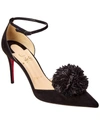 CHRISTIAN LOUBOUTIN TSAROU 100 POMPOM SUEDE PUMP,1000084264847