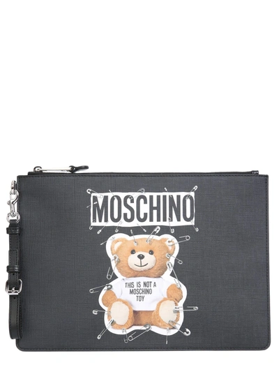 Moschino Teddy Bear Medium Pouch In Black