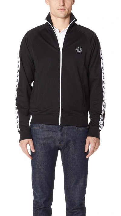 Fred Perry Laurel Wreath Logo Tape Cotton-blend Track Jacket In Black
