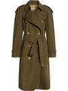 Burberry The Westminster Long Cotton-gabardine Trench Coat In Green