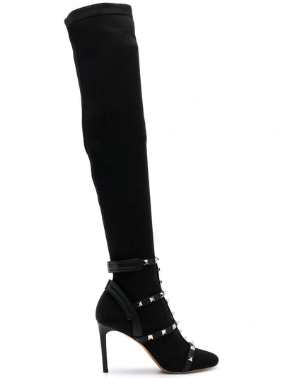 Valentino Garavani Rockstud Bodytech Over The Knee Boot In Black